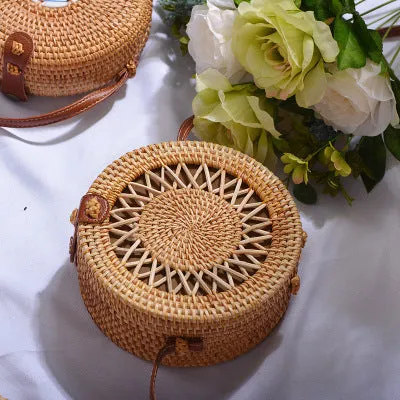 Hand Woven Round Straw Bag