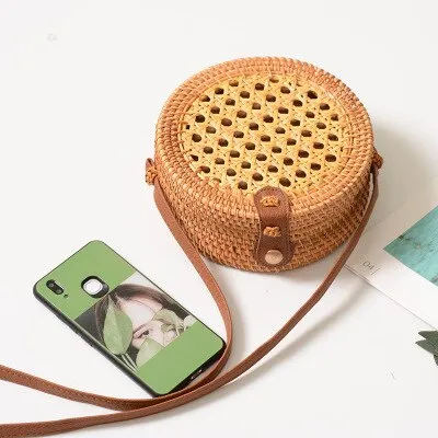 Hand Woven Round Straw Bag