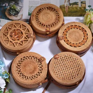Hand Woven Round Straw Bag