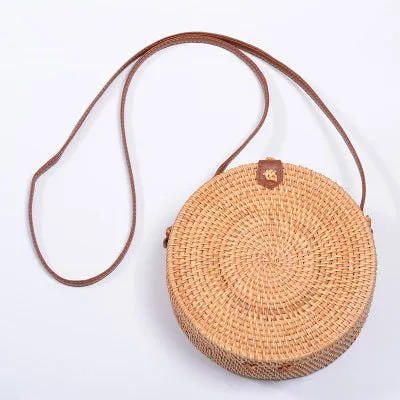 Hand Woven Round Straw Bag