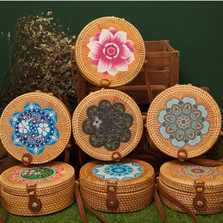 Hand Woven Round Straw Bag