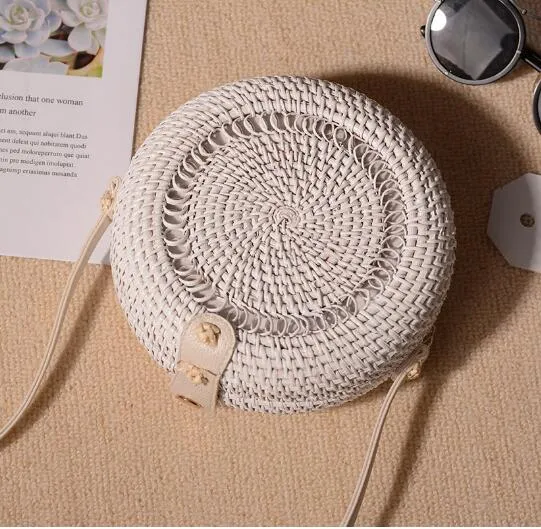 Hand Woven Round Straw Bag