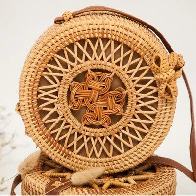 Hand Woven Round Straw Bag