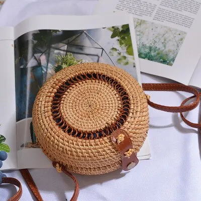 Hand Woven Round Straw Bag