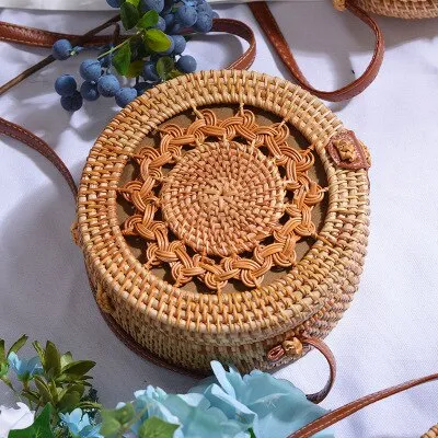 Hand Woven Round Straw Bag