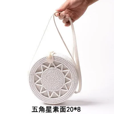 Hand Woven Round Straw Bag