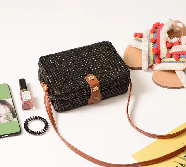 Hand Woven Round Straw Bag