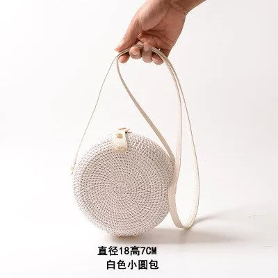 Hand Woven Round Straw Bag