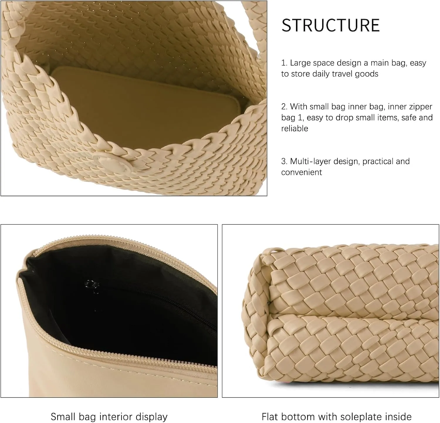 Handmade Woven Tote Bag - Women's Vegan Leather Shoulder Bag With Purses