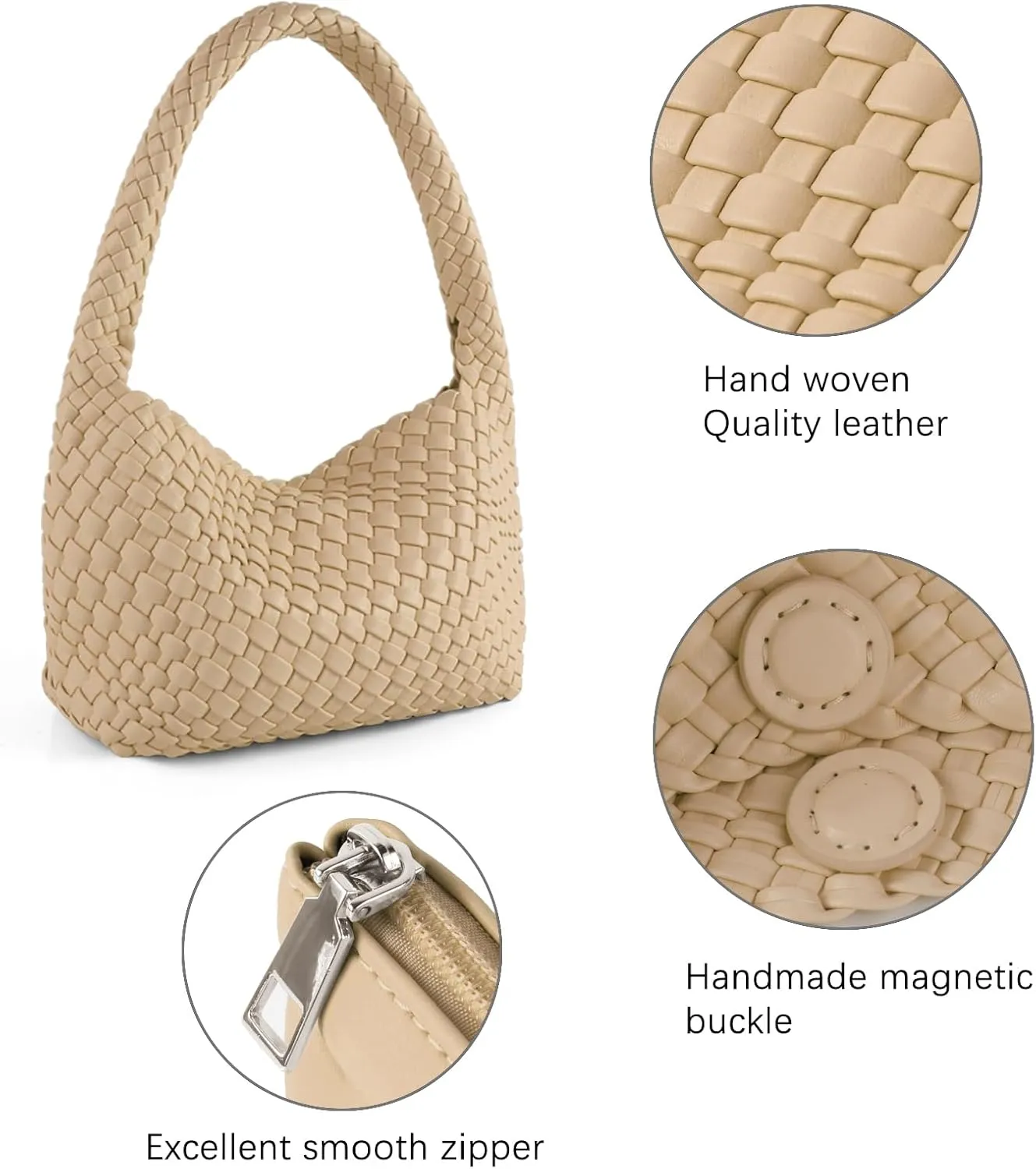 Handmade Woven Tote Bag - Women's Vegan Leather Shoulder Bag With Purses