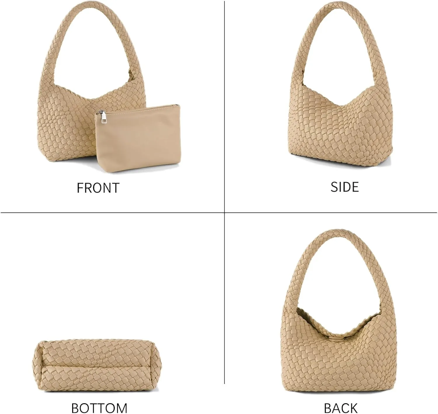 Handmade Woven Tote Bag - Women's Vegan Leather Shoulder Bag With Purses