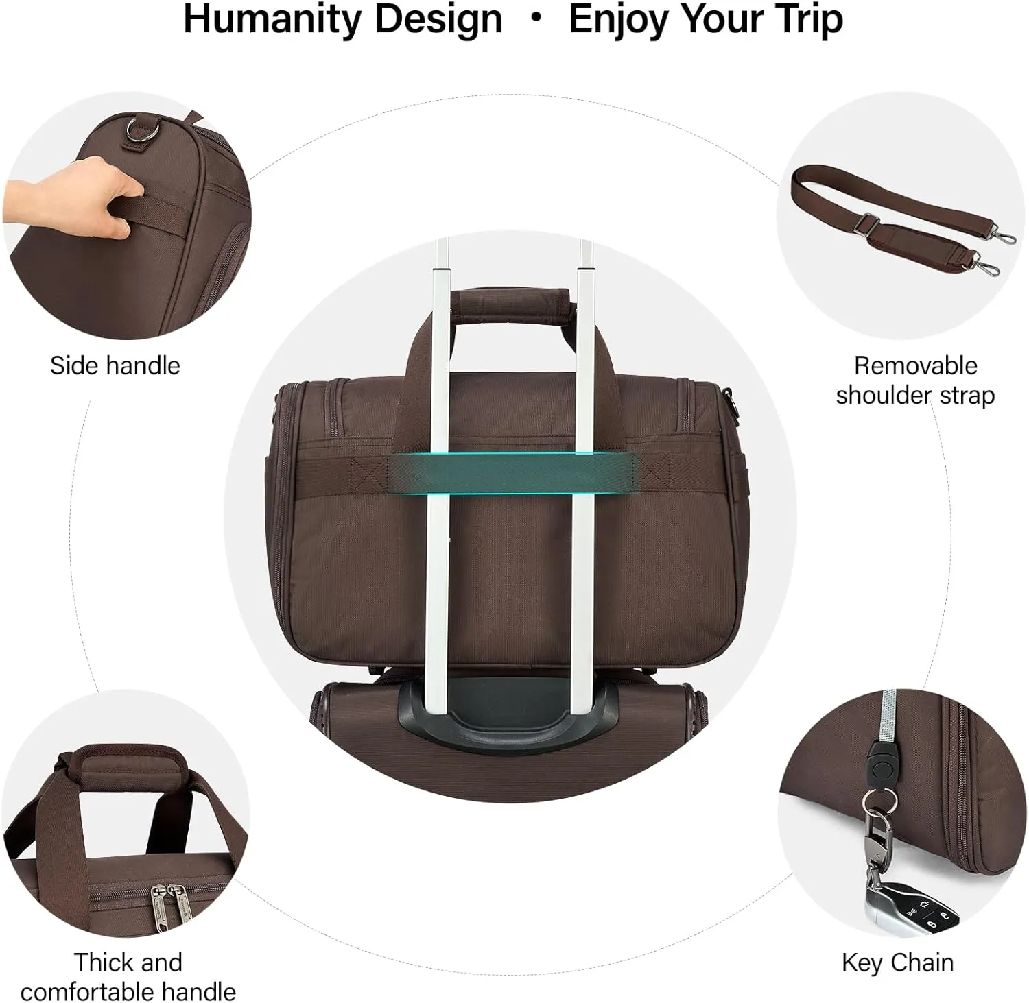 Hanke Foldable Underseat Carry On luggage Bag, Travel Tote Bag for Women & Men, Personal Item Travel Bag Softside Lightweight Luggage Bags for Travel Flight Crew Overnight Weekender Bag.Coffee