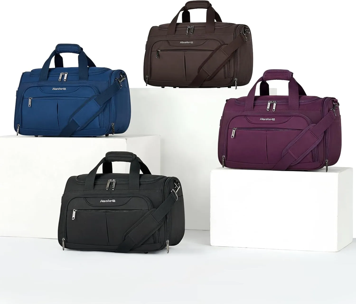 Hanke Foldable Underseat Carry On luggage Bag, Travel Tote Bag for Women & Men, Personal Item Travel Bag Softside Lightweight Luggage Bags for Travel Flight Crew Overnight Weekender Bag.Coffee