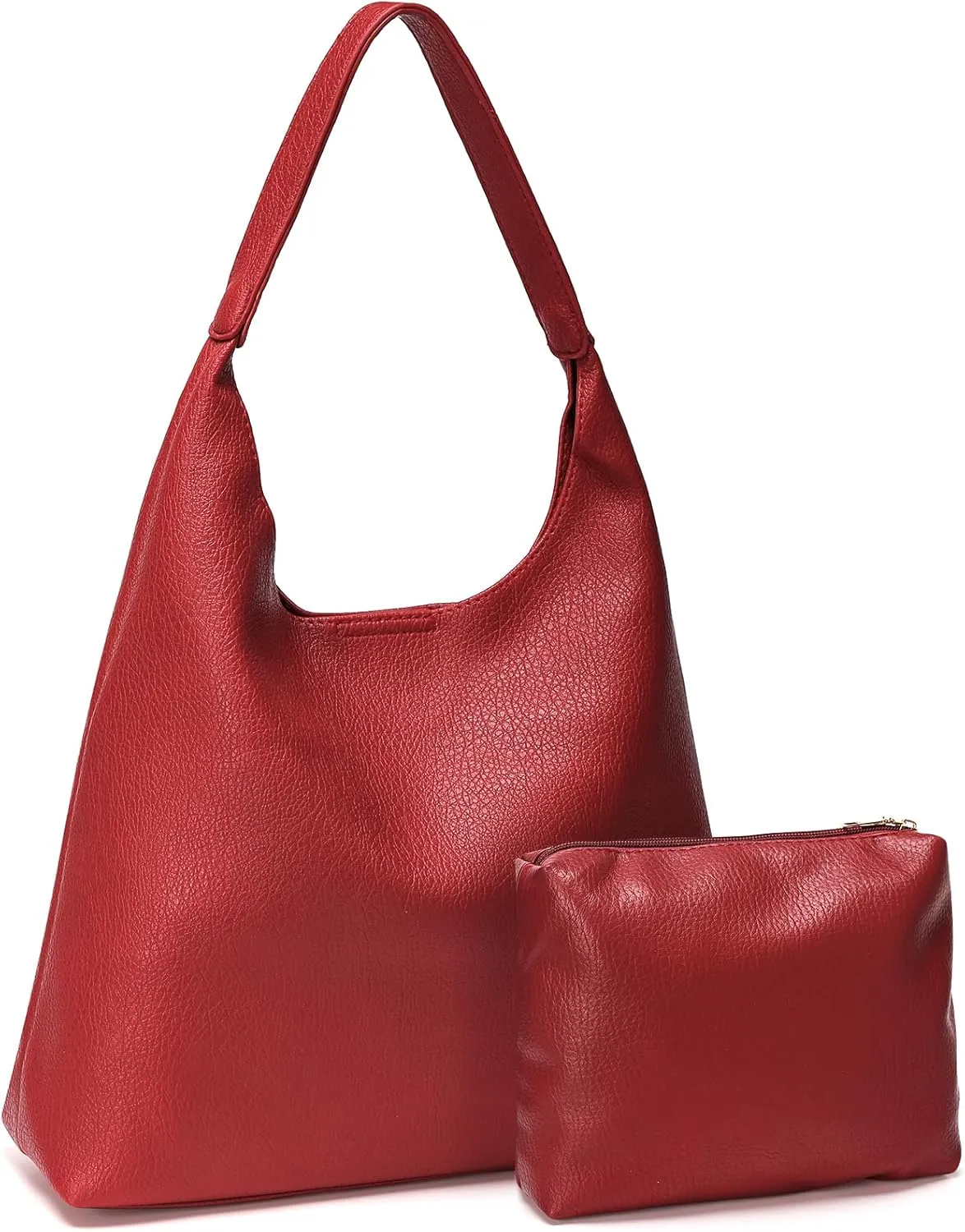 Hobo Bags for Women, Soft Vegan Leather Shoulder Handbags, Slouchy Tote Purses with Cosmetic Bag
