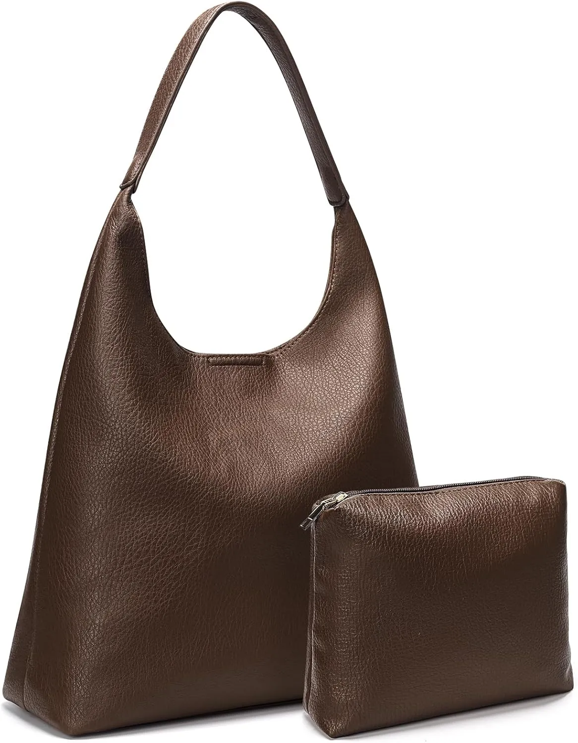 Hobo Bags for Women, Soft Vegan Leather Shoulder Handbags, Slouchy Tote Purses with Cosmetic Bag