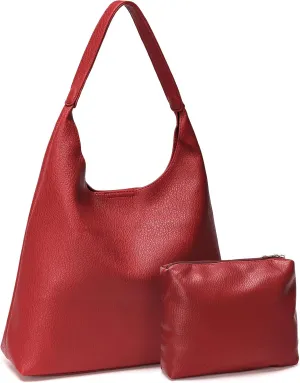Hobo Bags for Women, Soft Vegan Leather Shoulder Handbags, Slouchy Tote Purses with Cosmetic Bag