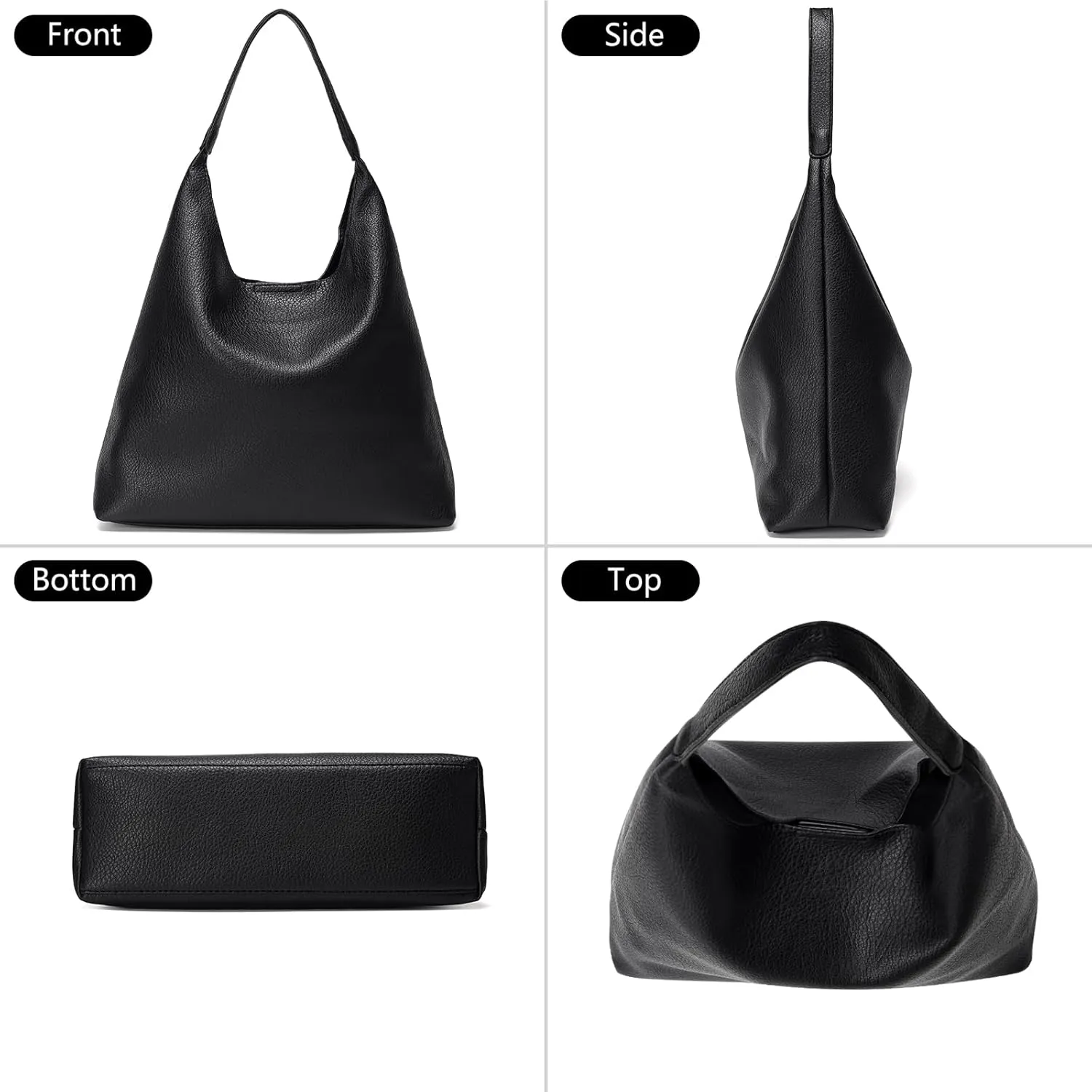 Hobo Bags for Women, Soft Vegan Leather Shoulder Handbags, Slouchy Tote Purses with Cosmetic Bag