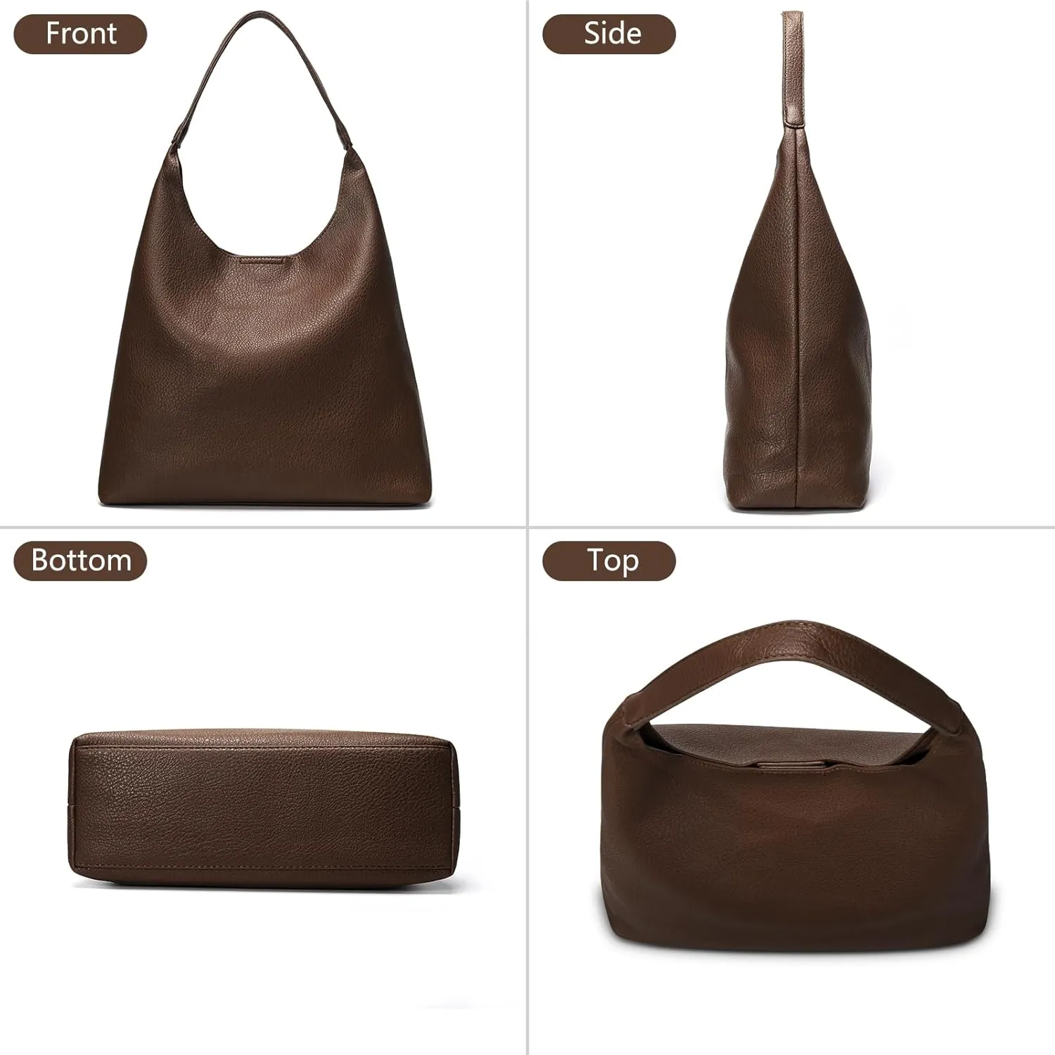 Hobo Bags for Women, Soft Vegan Leather Shoulder Handbags, Slouchy Tote Purses with Cosmetic Bag