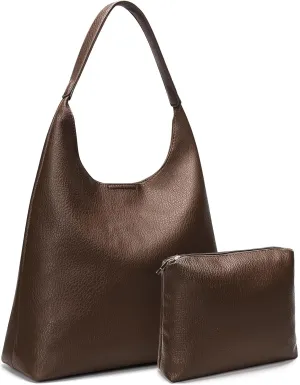 Hobo Bags for Women, Soft Vegan Leather Shoulder Handbags, Slouchy Tote Purses with Cosmetic Bag
