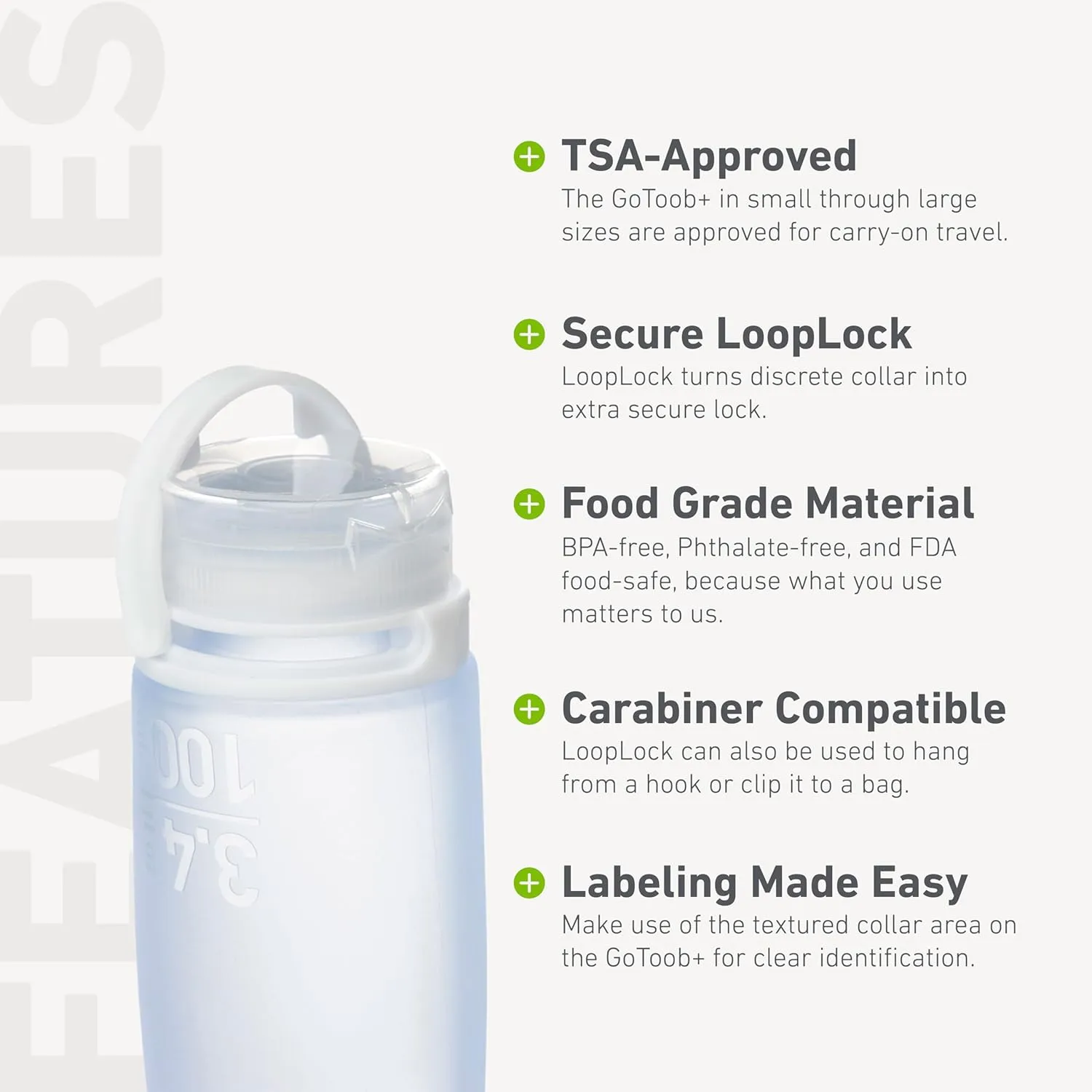 humangear GoToob  3-Pack (Medium) | Refillable Silicone Travel Bottle | Locking Lid | Food-Safe Material, Clear/Red/Orange, Medium (2.5 fl.oz.; 74ml)