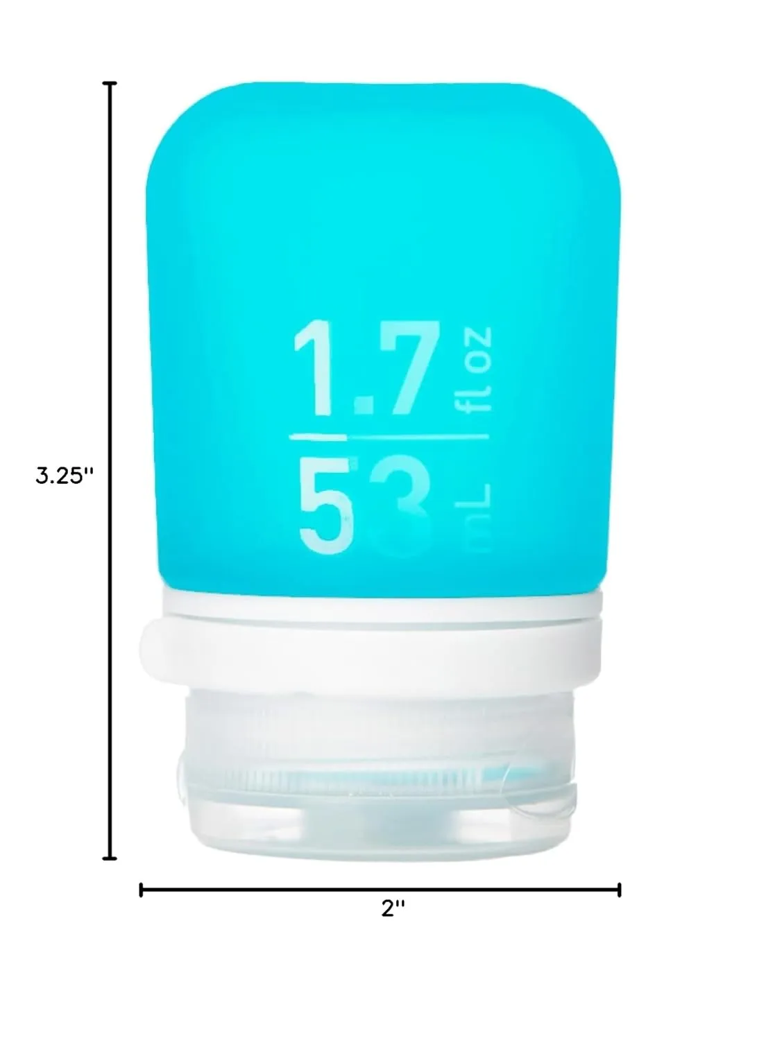 humangear GoToob  (Small) | Refillable Silicone Travel Bottle | Locking Lid | Food-Safe Material | Aqua, Small (1.7 fl.oz; 53ml)