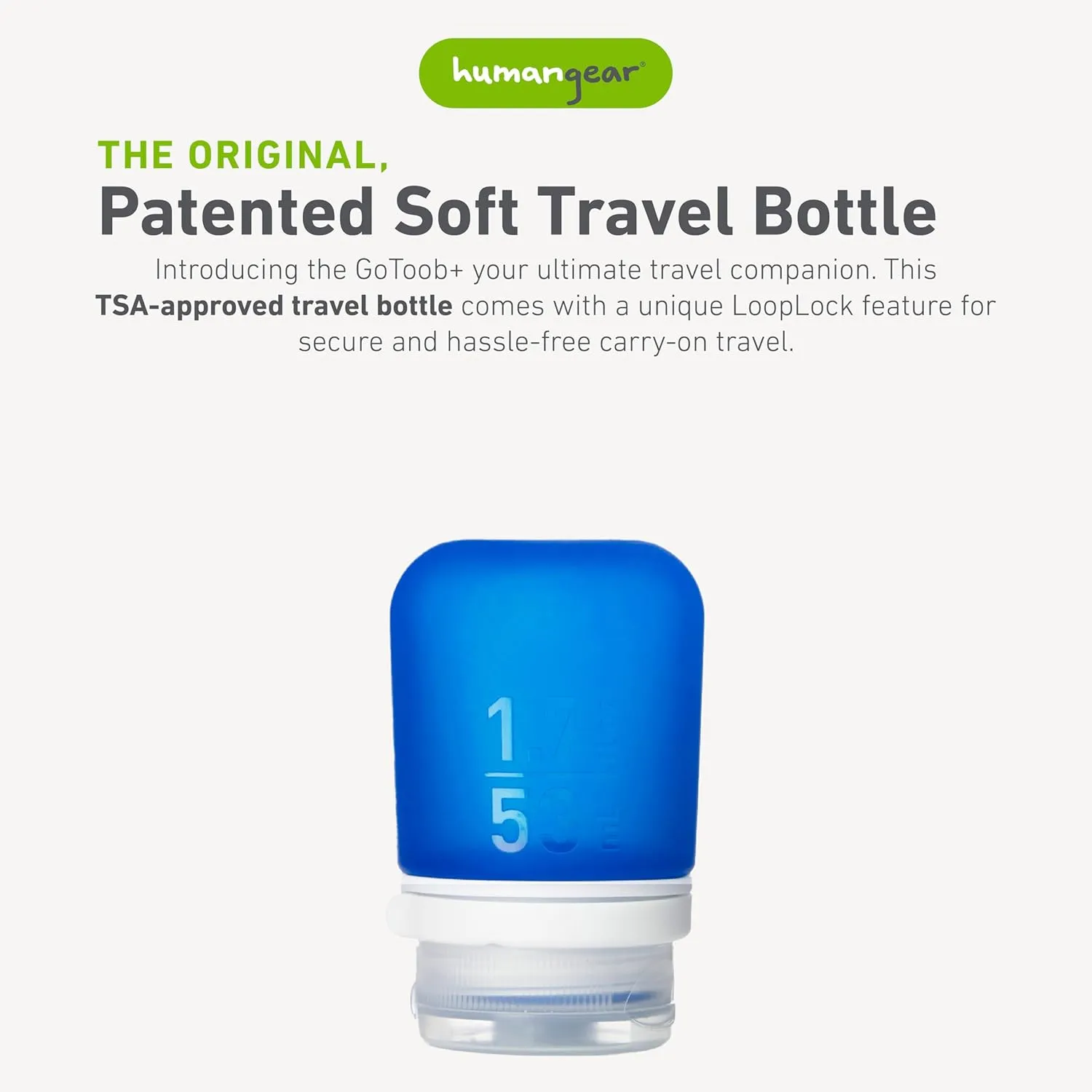 humangear GoToob  (Small) | Refillable Silicone Travel Bottle | Locking Lid | Food-Safe Material | Dark Blue, Small (1.7 fl.oz; 53ml)