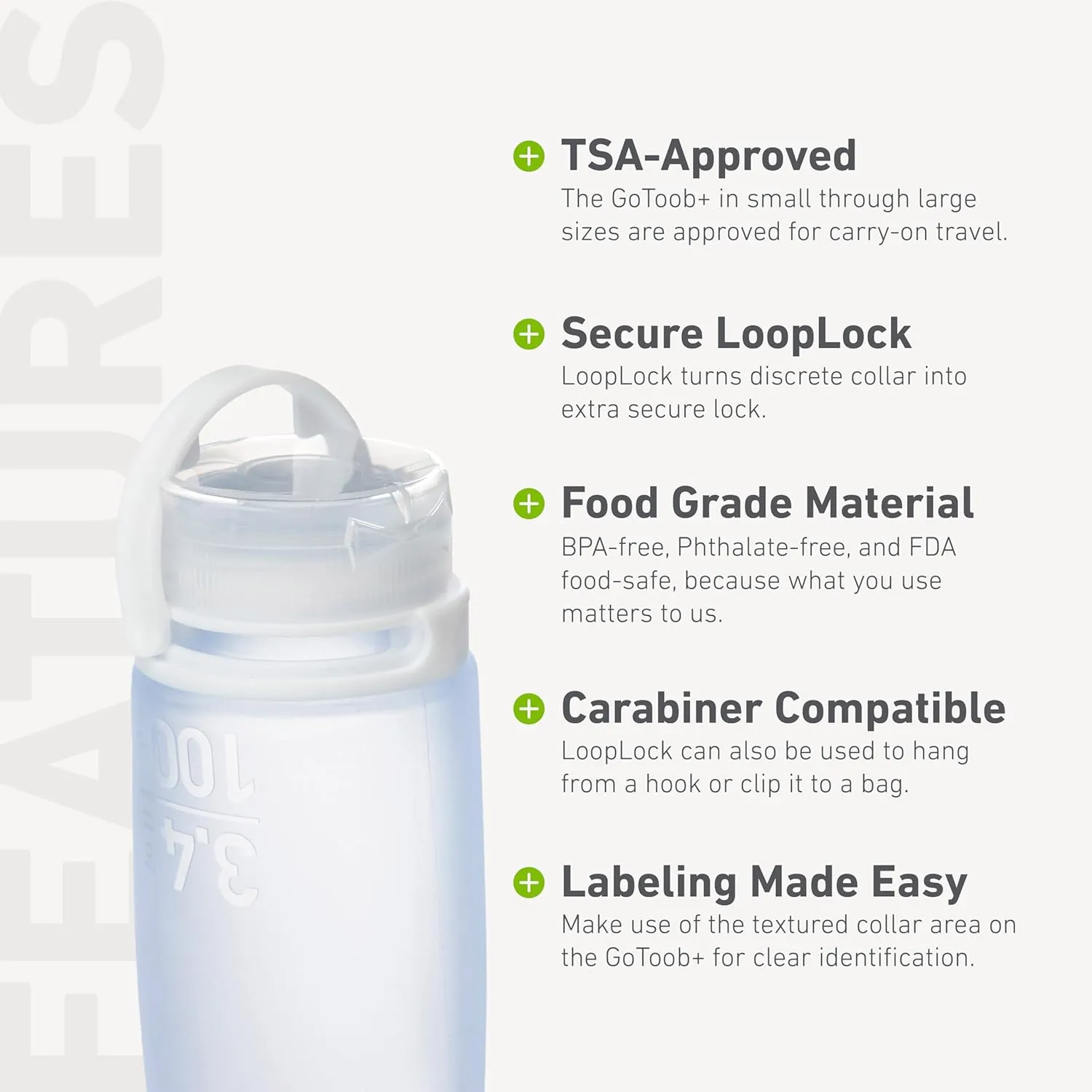 humangear GoToob  (Small) | Refillable Silicone Travel Bottle | Locking Lid | Food-Safe Material | Orange, Small (1.7 fl.oz; 53ml)
