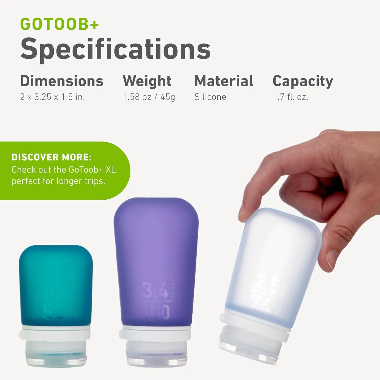 humangear GoToob  (Small) | Refillable Silicone Travel Bottle | Locking Lid | Food-Safe Material | Orange, Small (1.7 fl.oz; 53ml)