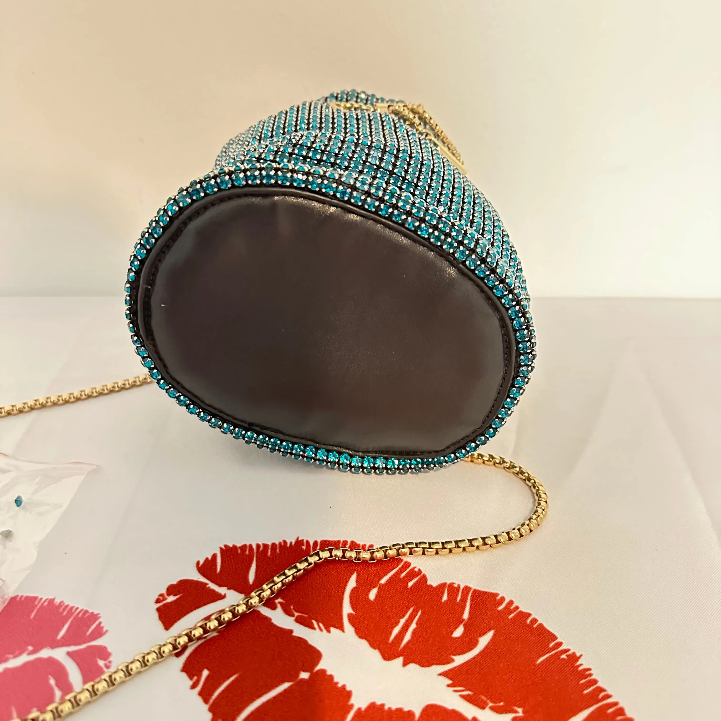 Iconic Glam Peacock Blue Bucket Bag