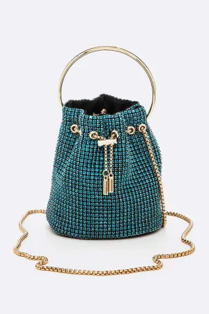 Iconic Glam Peacock Blue Bucket Bag