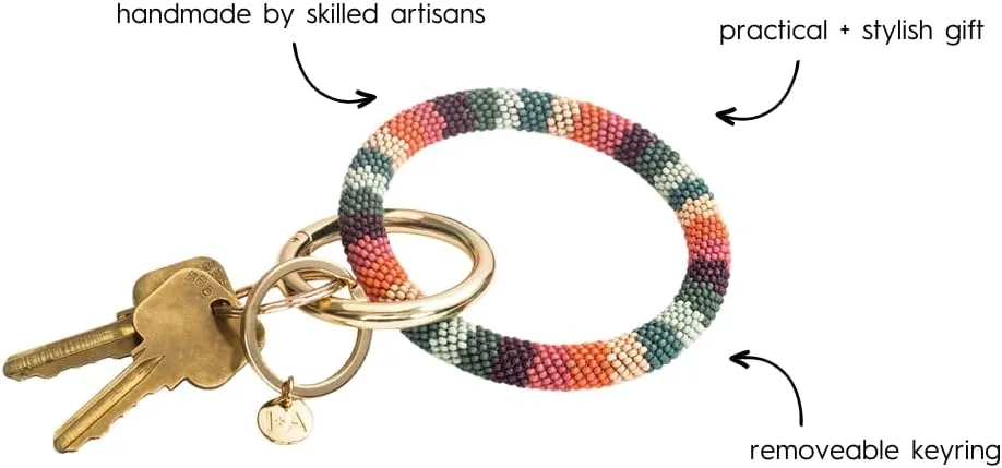 INK   ALLOY Key Ring Bracelet for Women, Chloe Beaded Keychain Wristlet, Handmade Jewelry for the Modern Bohemian
