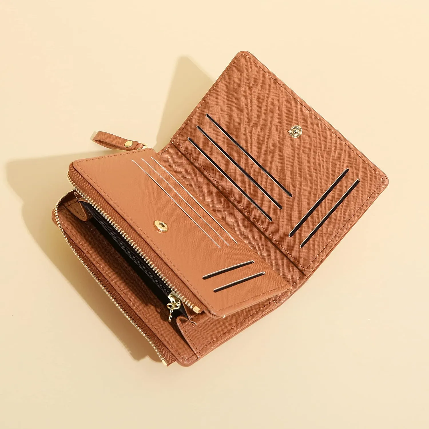 JIUFENG Women Zipper Wallet RFID Blocking Multi Purpose Coin Pouches Credit Card Holder Short Purses