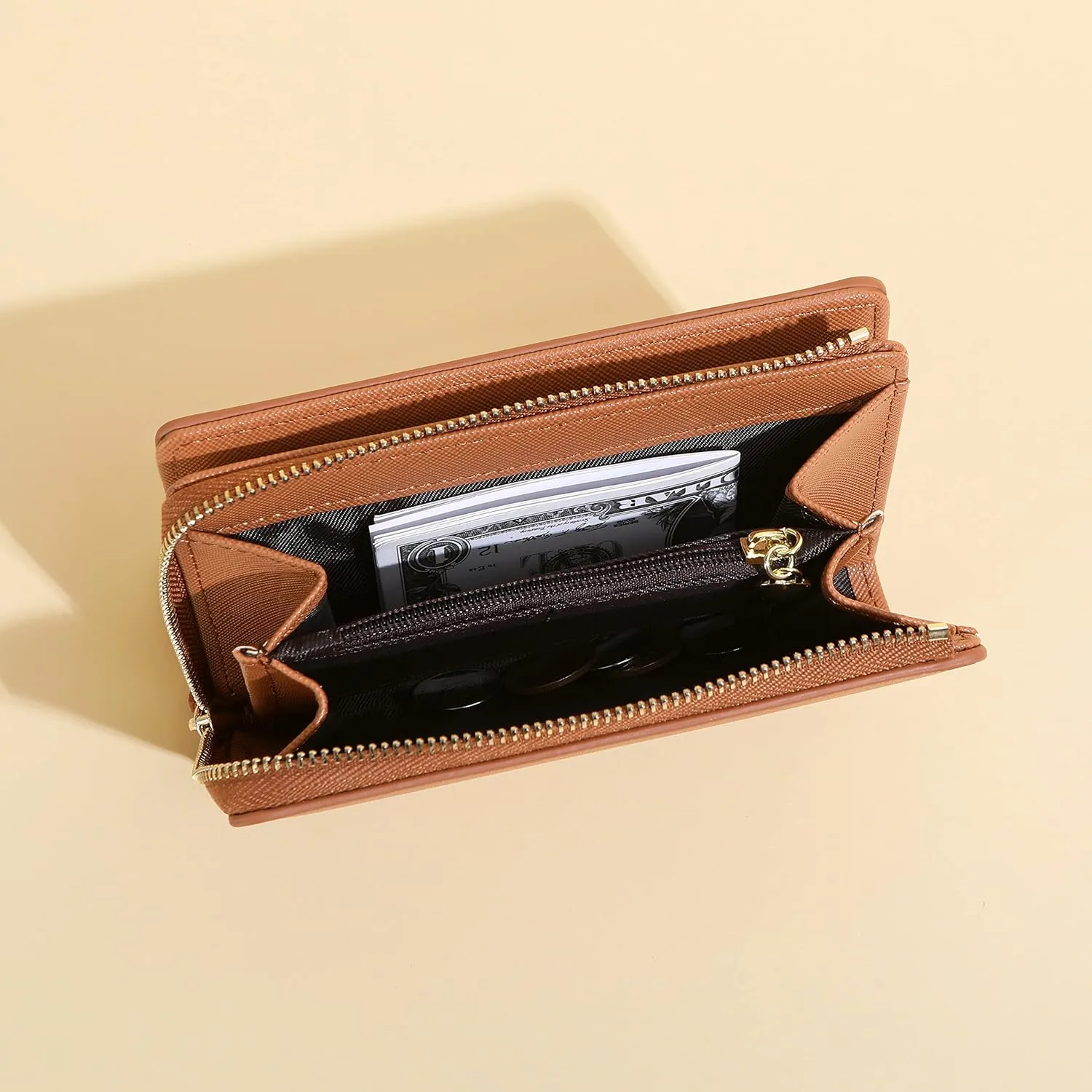 JIUFENG Women Zipper Wallet RFID Blocking Multi Purpose Coin Pouches Credit Card Holder Short Purses