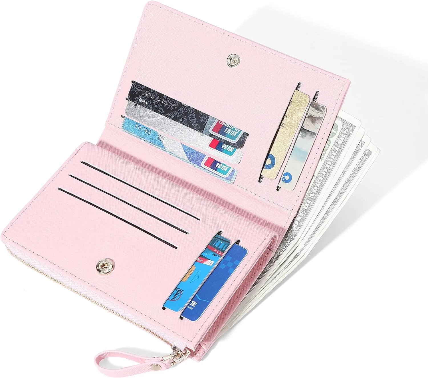 JIUFENG Women Zipper Wallet RFID Blocking Multi Purpose Coin Pouches Credit Card Holder Short Purses