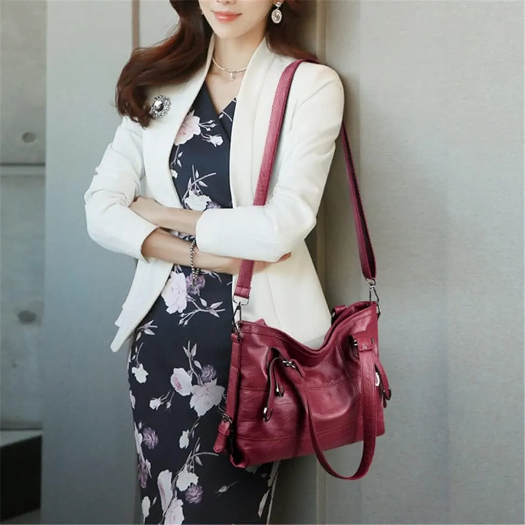JSEIAJB Women PU Leather Handbags Purses Soft Shoulder Bags for Women Messenger Bags Crossbody BagsTop-Handle Bags