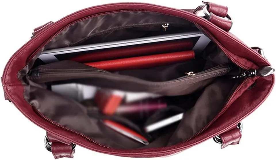 JSEIAJB Women PU Leather Handbags Purses Soft Shoulder Bags for Women Messenger Bags Crossbody BagsTop-Handle Bags
