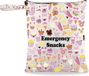 JXGZSO Emergency Snacks Food Makeup Bag Foodie Zipper Cosmetic Bag Food Safe Bag Snack Lover Gift Storage Bag