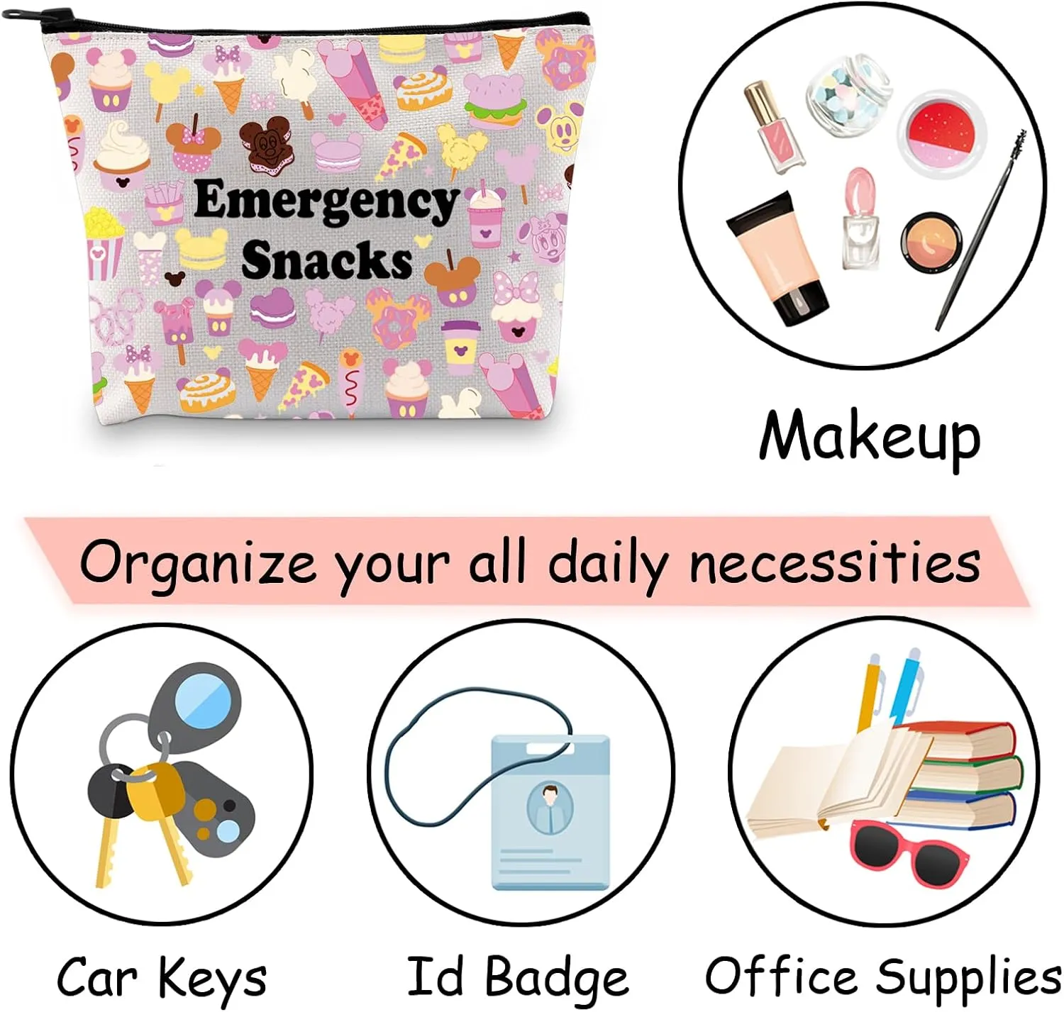 JXGZSO Emergency Snacks Food Storage Bag Foodie Reusable Zipper Pouch Food Safe Bag Snack Lover Gift (Emergency snacks 2)