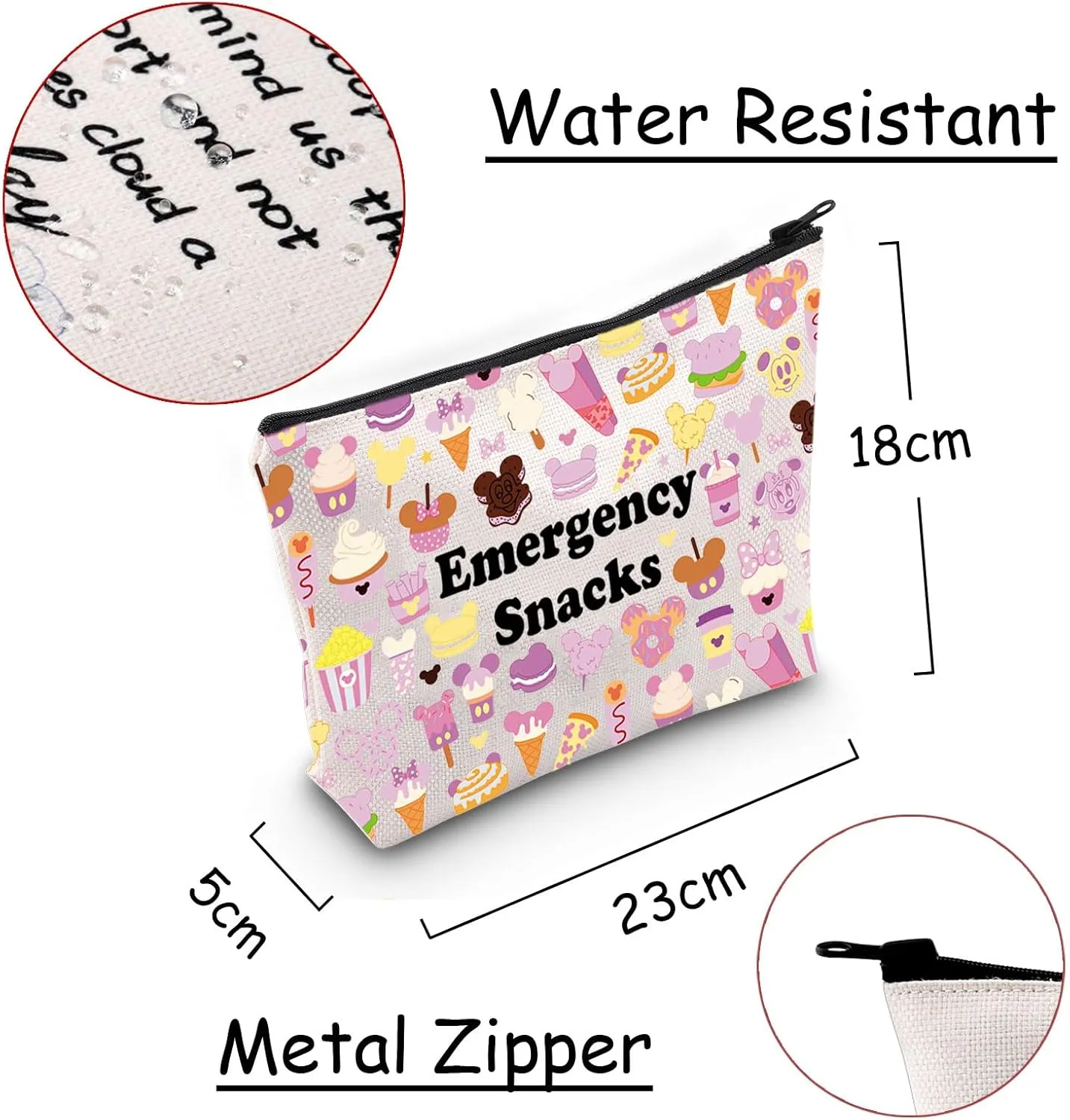 JXGZSO Emergency Snacks Food Storage Bag Foodie Reusable Zipper Pouch Food Safe Bag Snack Lover Gift (Emergency snacks 2)