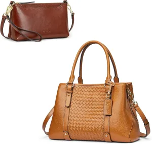 Kattee Soft Genuine Leather Satchel Bags for Women Bundle with Small Women Crossbody Bags
