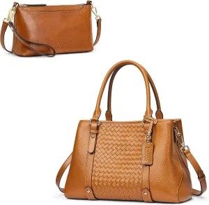 Kattee Soft Genuine Leather Satchel Bags for Women Bundle with Small Women Crossbody Bags