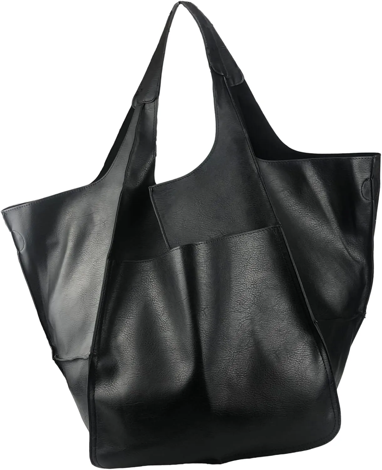 KlaOYer Oversized Leather Tote Bag Huge Capacity Work Hobo Pu Leather Bucket Purse And Handbag Large Soft Travel Shopping Bag