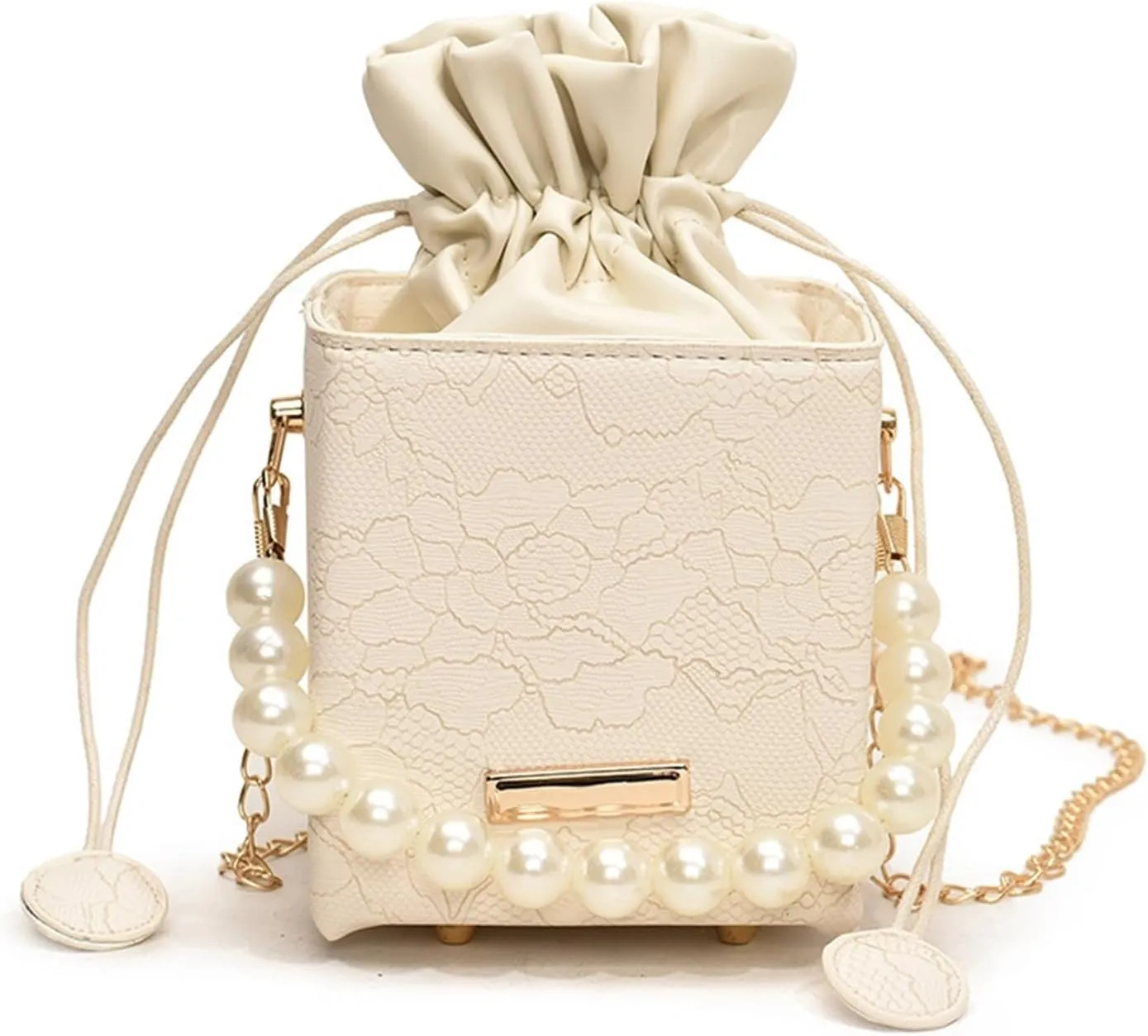 Ladies bucket bag Pearl portable handbag