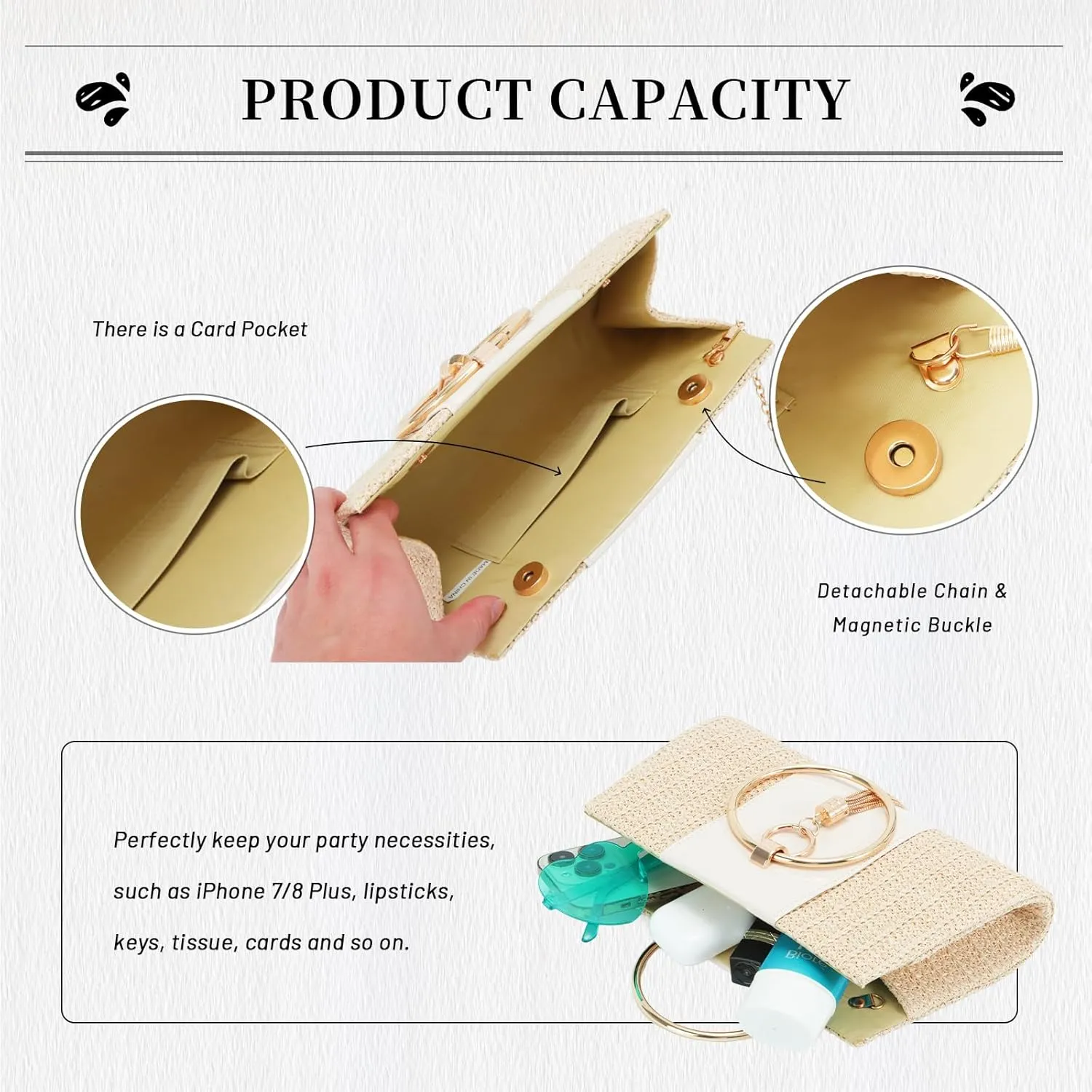 Lanpet Women Evening Handbags, Straw Clutch Purses,Summer Beach Bags Tote Tassels Straw Clutch