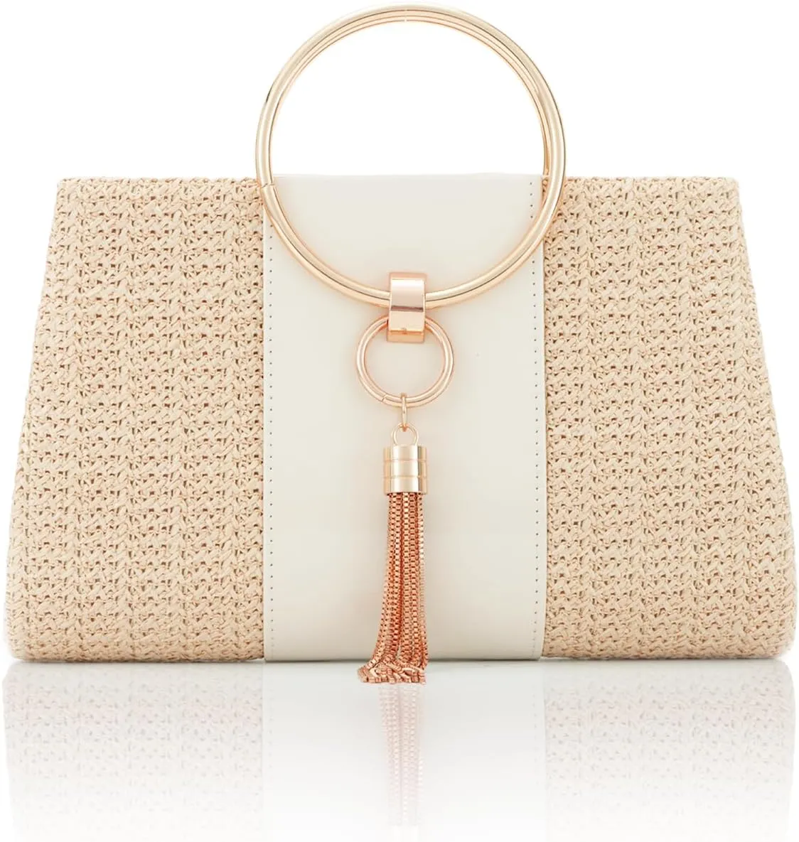 Lanpet Women Evening Handbags, Straw Clutch Purses,Summer Beach Bags Tote Tassels Straw Clutch