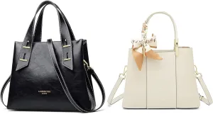 LAORENTOU Women Cow Leather Satchel Handbag and Mini Tote Bags with Embroidery