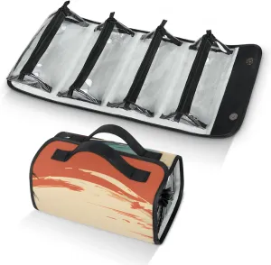 Large Capacity 4-in-1 Hanging Travel Toiletry Bag Storage Organizer With 4 Detachable Removable Zipper Clear Pouches Sunset on Beach