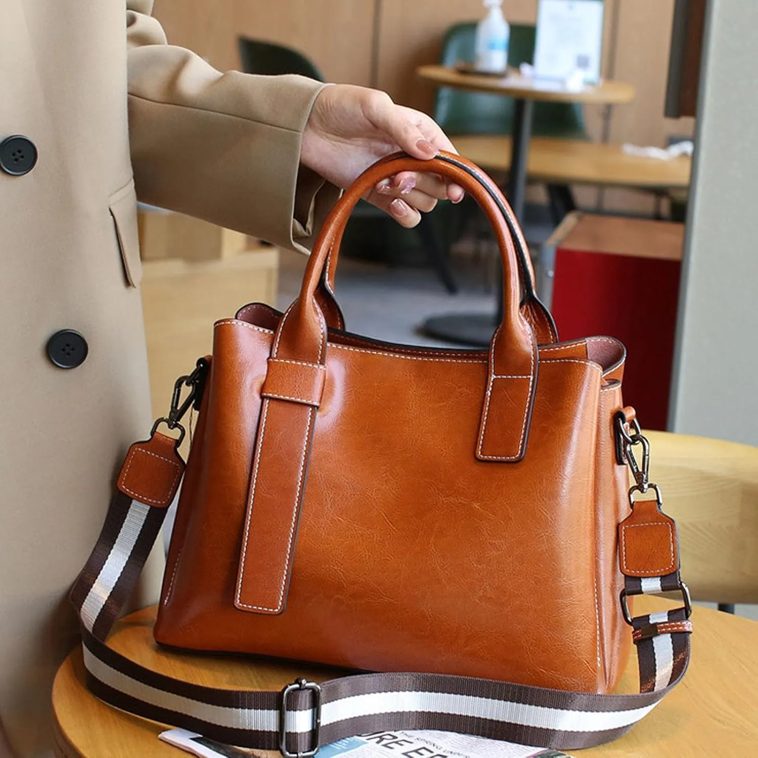 Large Shopping Travel Hobo Bag, Fashionable and Novel Leather Handbag for Women, Decorated Shoulder Bags