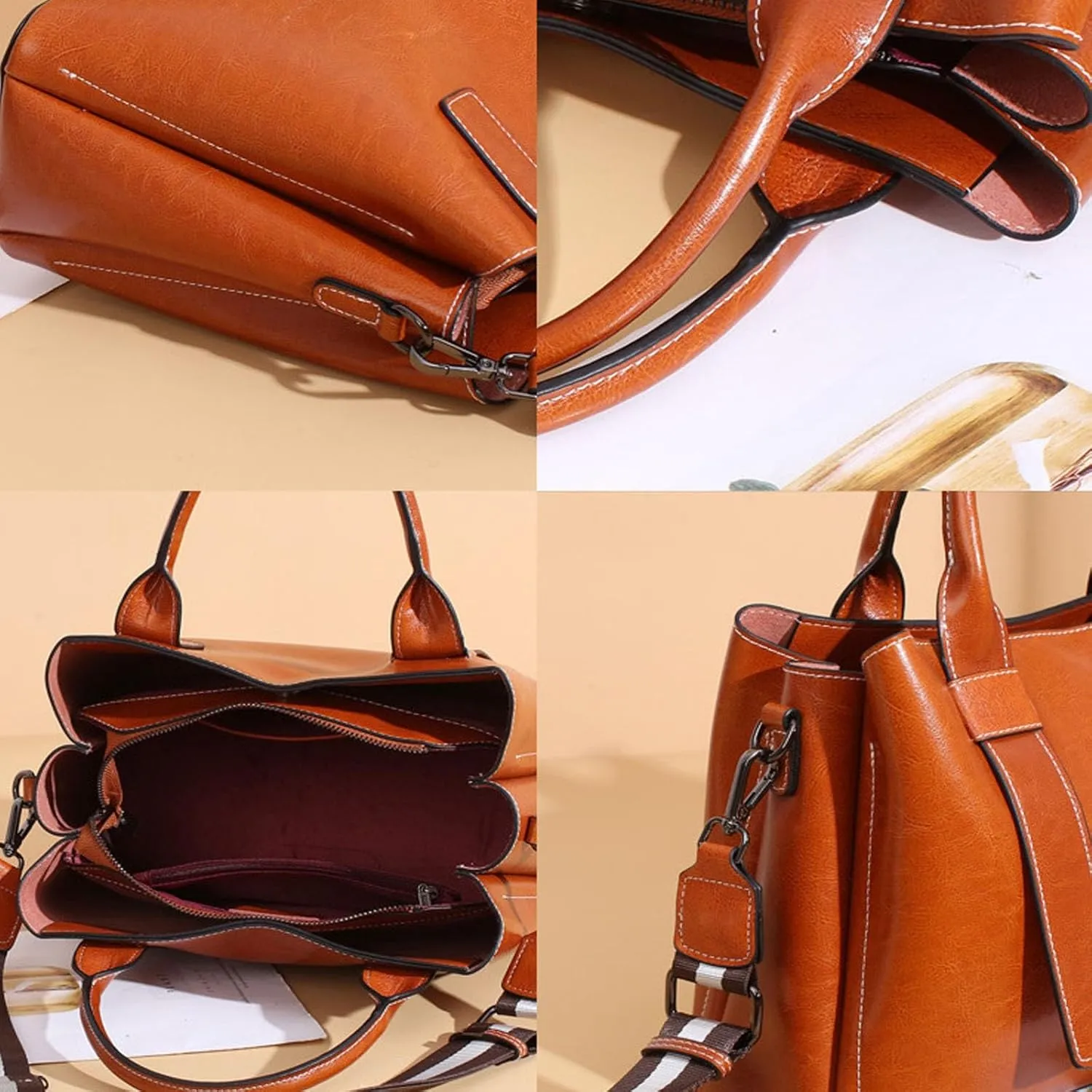 Large Shopping Travel Hobo Bag, Fashionable and Novel Leather Handbag for Women, Decorated Shoulder Bags