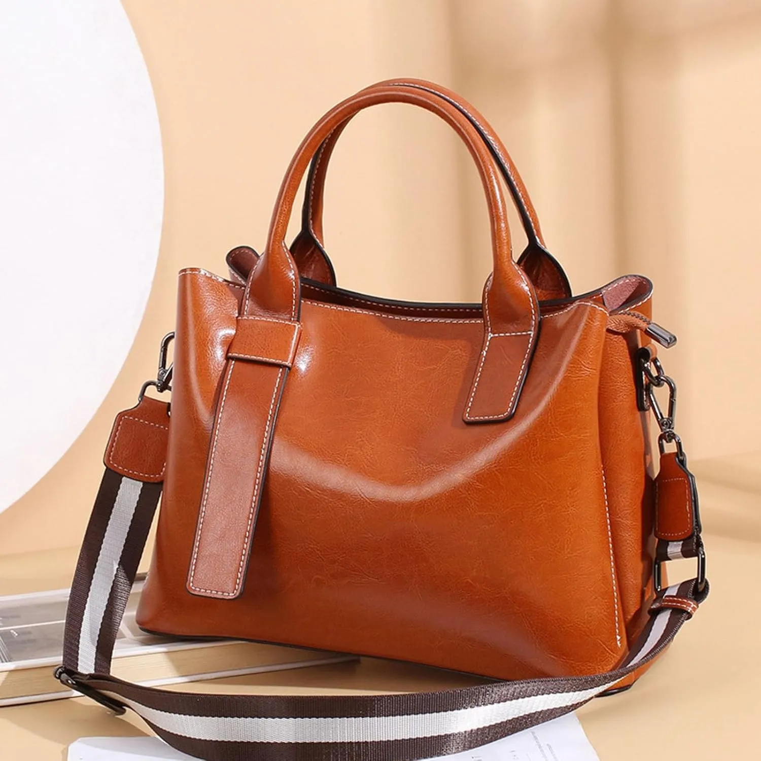 Large Shopping Travel Hobo Bag, Fashionable and Novel Leather Handbag for Women, Decorated Shoulder Bags
